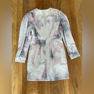 Isabel Marant Lacanau Pleated Tie-Dyed Denim Mini Dress